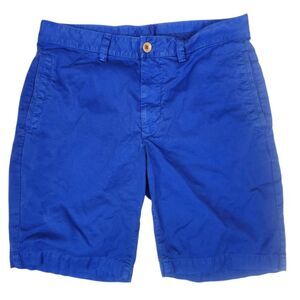 Robert Graham Mens Flat Front Royal Blue Minimalist Casual Chino Shorts 32